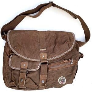 Napapijri brown cotton canvas messenger bag